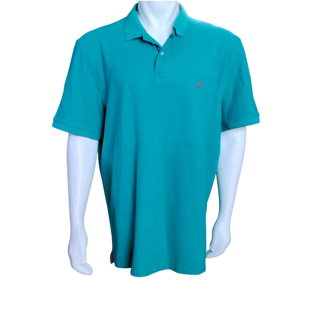 Nautica Mens Performance Deck Shirt XXL Teal Green Classic Fit Polo E76413
